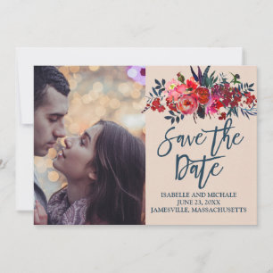 Foto de Floral del Boho Rojo Guardar tarjeta de fe