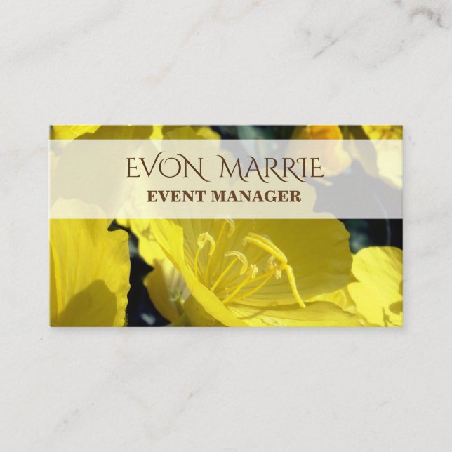 Foto de flores amarillas, tarjeta de negocios en v (Anverso)