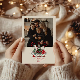 Foto de gansos de Navidad con suéteres acogedores