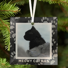 Foto de gato Meowy Mascota de Navidad Ornamento de