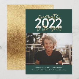 foto de graduación de escritura moderna en verde y
