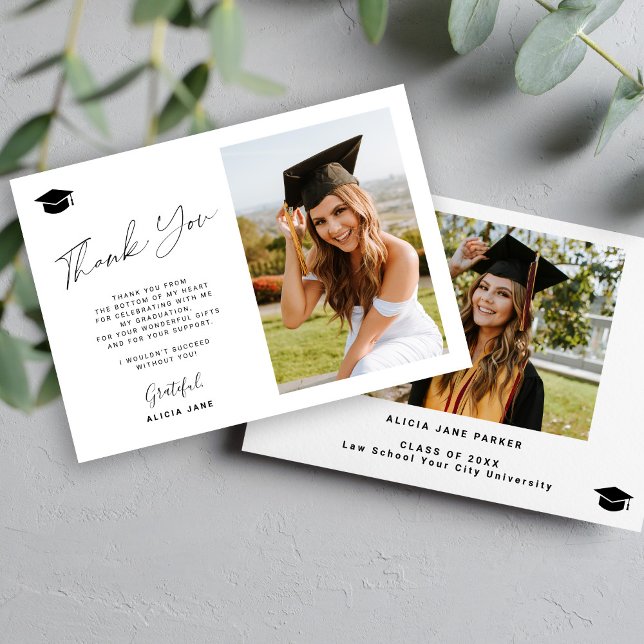Foto de graduación simple tarjeta de agradecimient (Subido por el creador)