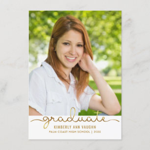 Foto de graduación Tarjeta plana simple DIY Gold S