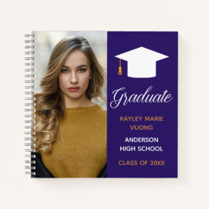 Foto de Graduado Morado Autógrafo Cuaderno de Invi