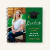 Foto de graduado verde autógrafo Cuaderno de invit