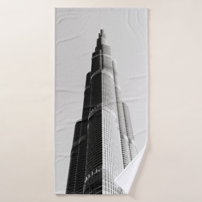 FOTO DE GRAYSCALE DEL EDIFICIO DE ALTO AUMENTO (Toalla de baño)