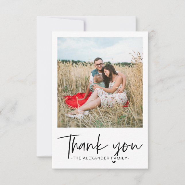 Foto de guión de agradecimiento en blanco y negro  (Anverso)