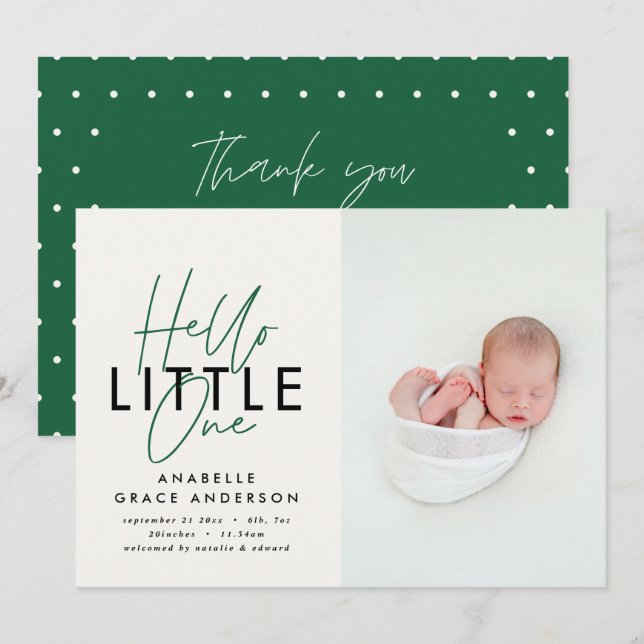 Foto de guión moderno hola pequeña (Anverso / Reverso)