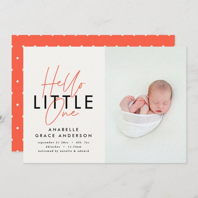 Foto de guión moderno hola pequeña (Anverso / Reverso)