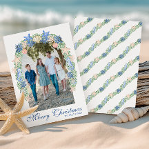 Foto de guirnalda de Navidad costera en acuarela