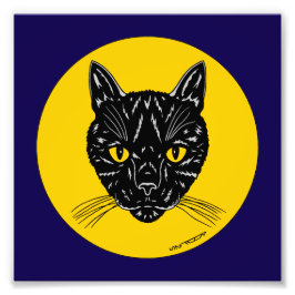 Foto de impresión de cara de gato negro