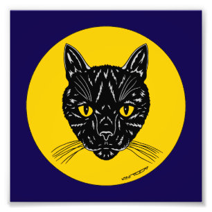 Foto de impresión de cara de gato negro