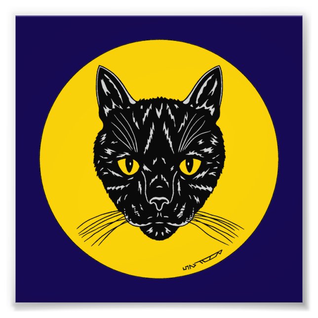 Foto de impresión de cara de gato negro (Frente)