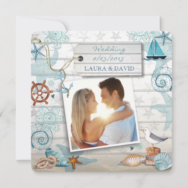 Foto de invitación a boda náutica (Anverso)