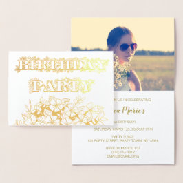 Foto de invitación a fiesta de cumpleaños con flor