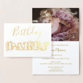 Foto de invitación a fiesta de cumpleaños con flor
