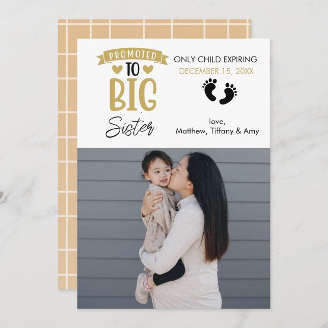 Foto de Invitación de embarazo | Gran Hermana (Anverso / Reverso)
