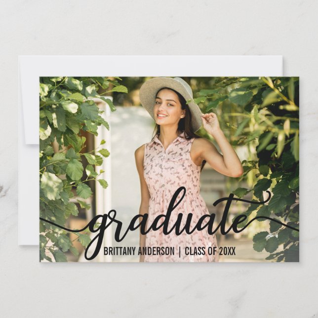 Foto de Invitación de graduación de guión moderno (Anverso)