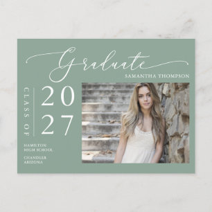 Foto de Invitación de Graduado de Guión Verde Masa