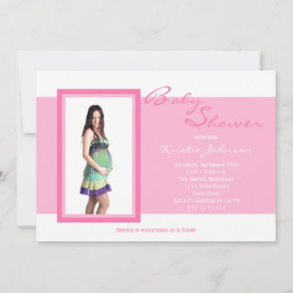 Foto de invitaciones a ducha de bebé en rosa