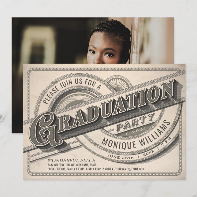 Foto de invitaciones al Partido de Graduación Vint (Anverso / Reverso)