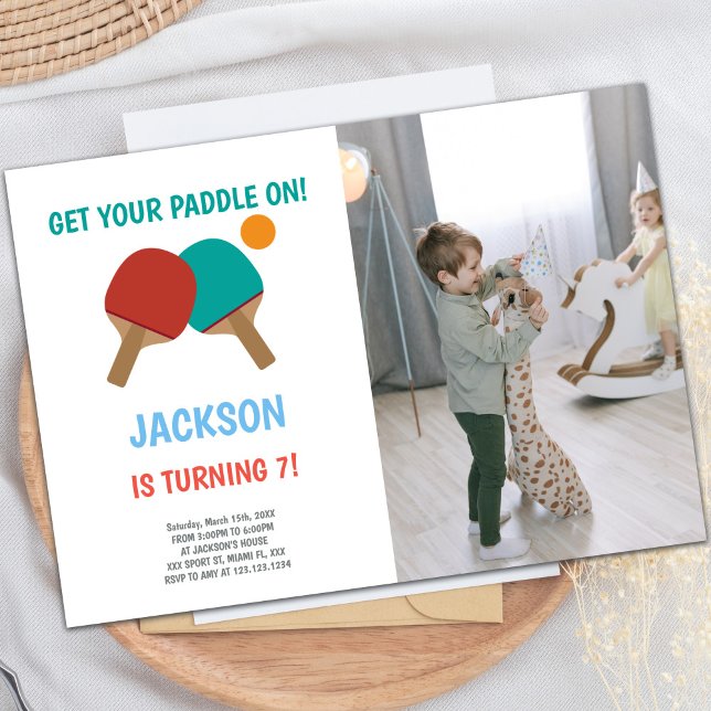 Foto de invitaciones de cumpleaños de Red vs Green (Red vs Green Ping Pong Birthday Invitations photo)