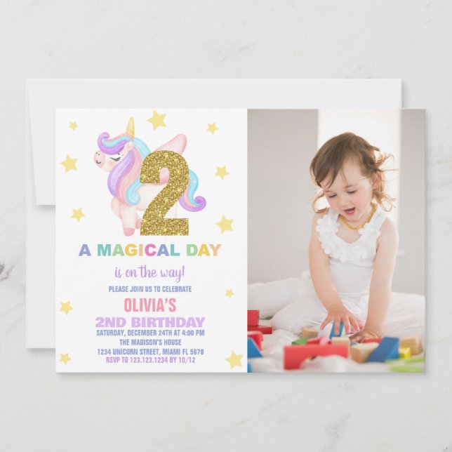 Foto de invitaciones de cumpleaños de Star Rainbow (Anverso)