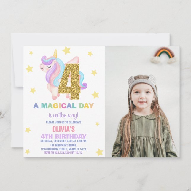 Foto de invitaciones de cumpleaños de Star Rainbow (Anverso)