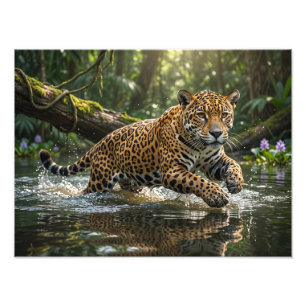 Foto de joven leopardo caminando en exuberante sel