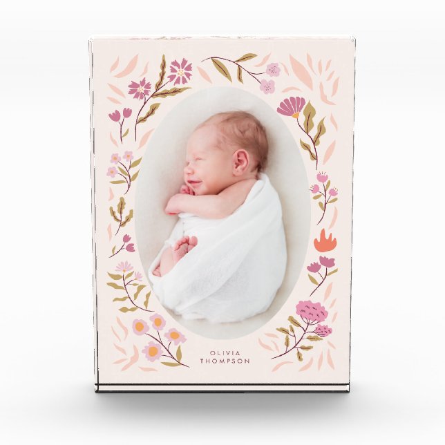 Foto de Keepsake de floral rosa recién nacida (Anverso)
