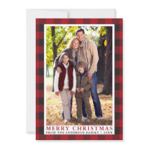 Foto de la familia Red Buffalo Plaid Feliz Navidad