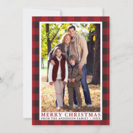 Foto de la familia Red Buffalo Plaid Feliz Navidad