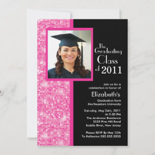 Foto de la invitación a graduación rosa y negra.