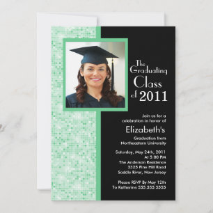 Foto de la invitación a graduación verde y negro