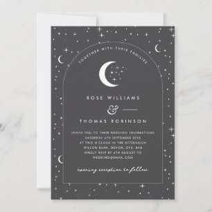 Foto de la invitación a la boda con arcos celestes