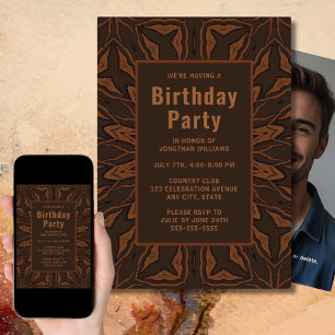 Foto de la invitación al cumpleaños ruso marrón ún