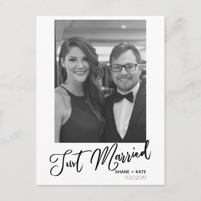 Foto de la Invitación de Bodas modernos casados (Anverso)