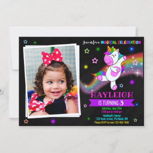 Foto de la invitación de cumpleaños de Unicorn Pri