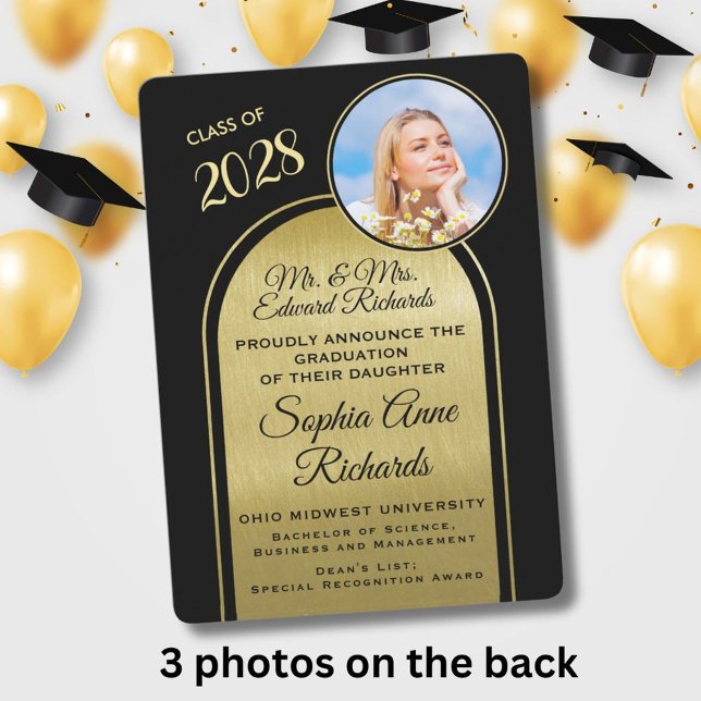 Foto De La Invitación De Graduación Negra De Padre (Subido por el creador)