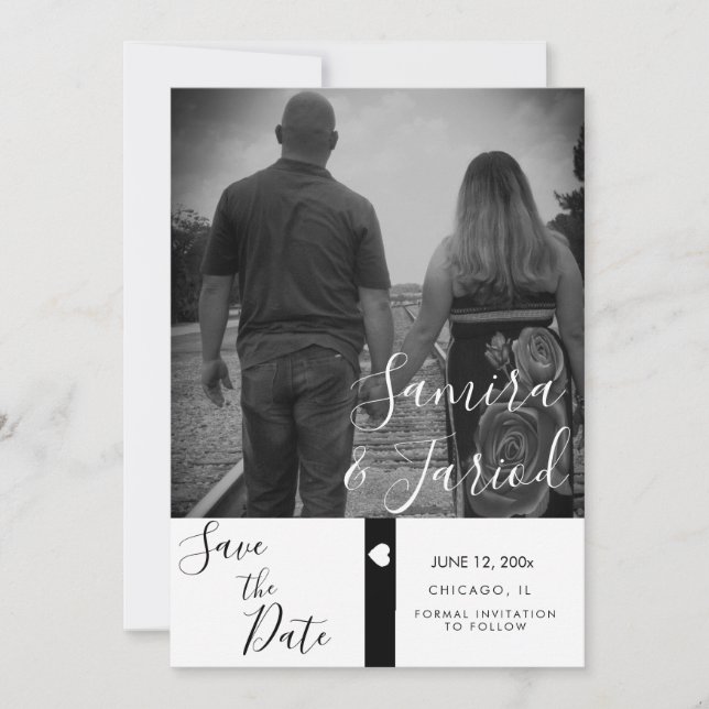 Foto de la pancarta de Heart Black Save the Date (Anverso)
