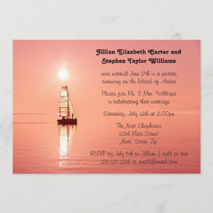 Foto de la puesta del sol del velero - invitación