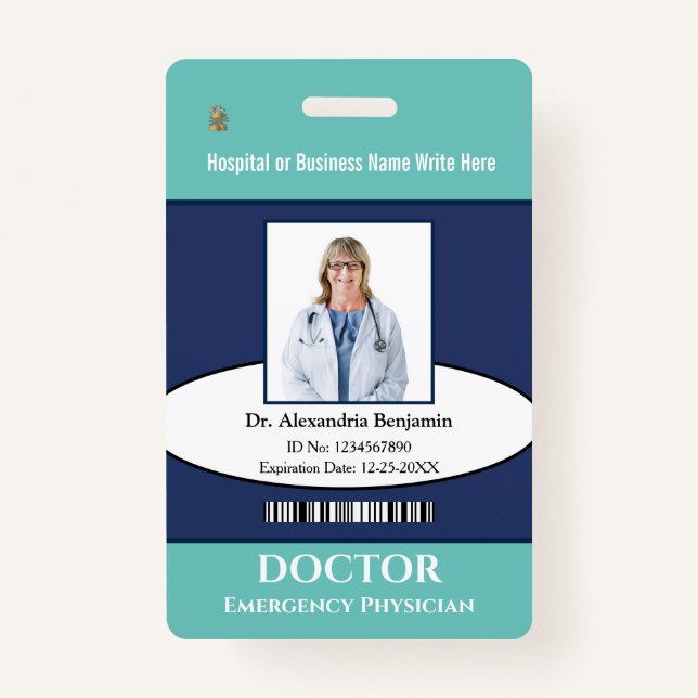 Foto de la tarjeta de identificación de médica (Anverso)