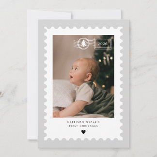 Foto de la tarjeta postal gris del primer Navidad