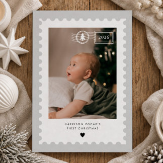 Foto de la tarjeta postal gris del primer Navidad