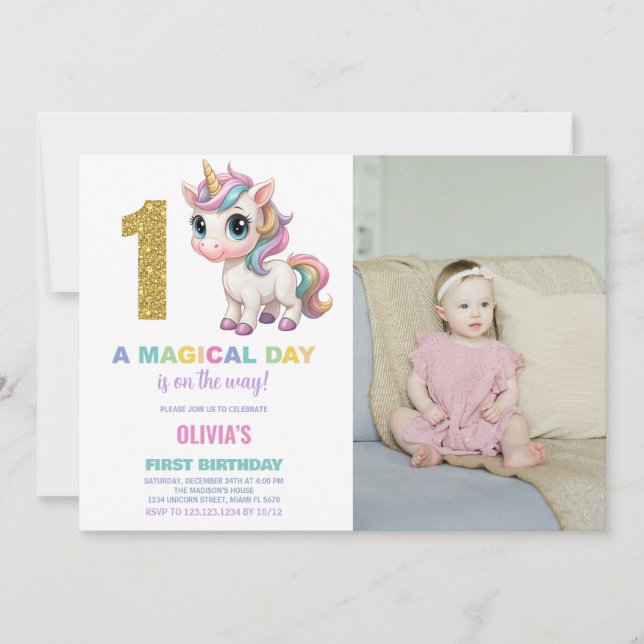 Foto de las invitaciones de cumpleaños de Unicorni (Anverso)
