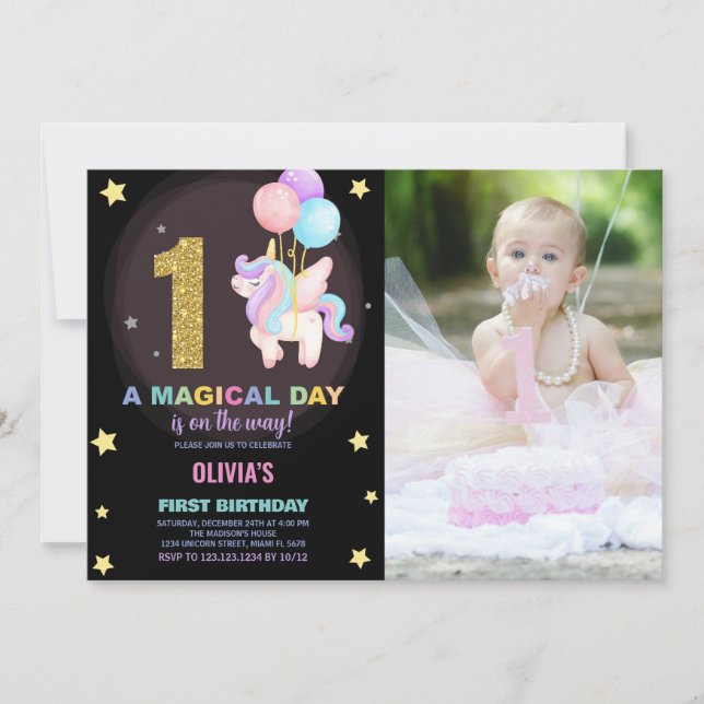 Foto de las invitaciones de cumpleaños de Unicorni (Anverso)