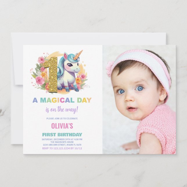 Foto de las invitaciones de cumpleaños de Unicorni (Anverso)