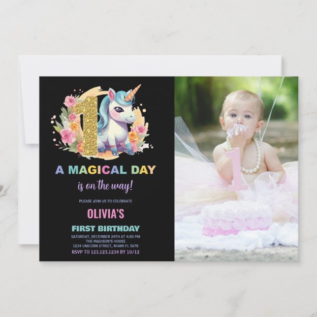 Foto de las invitaciones de cumpleaños de Unicorni (Anverso)