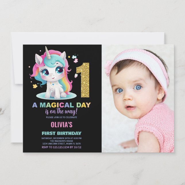Foto de las invitaciones de cumpleaños de Unicorni (Anverso)