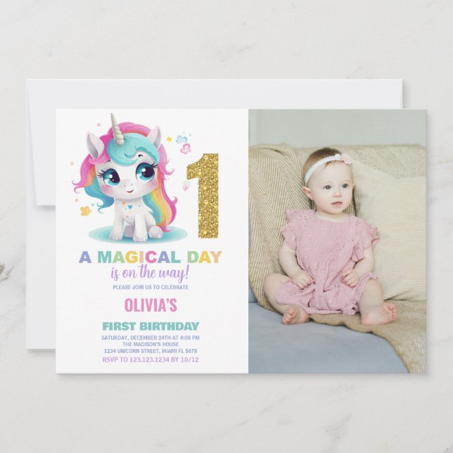 Foto de las invitaciones de cumpleaños de Unicorni (Anverso)